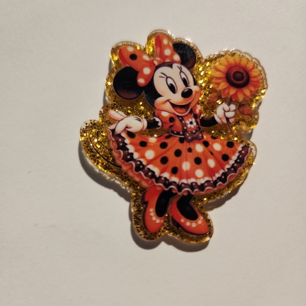 Acrylic Flatback Fall Halloween Mouse Badge Clip Keychain Bag Clip Flowers